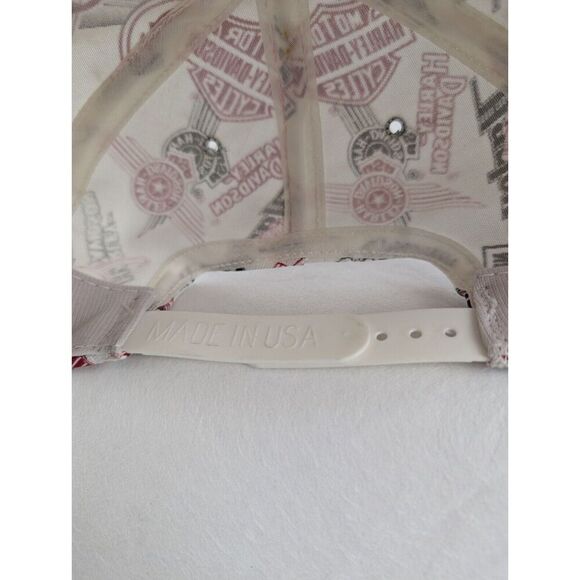 Vintage Harley Davidson 1991 VERNE HOLOUBEK Allover Logo Red Black White Hat Cap - Picture 11 of 11